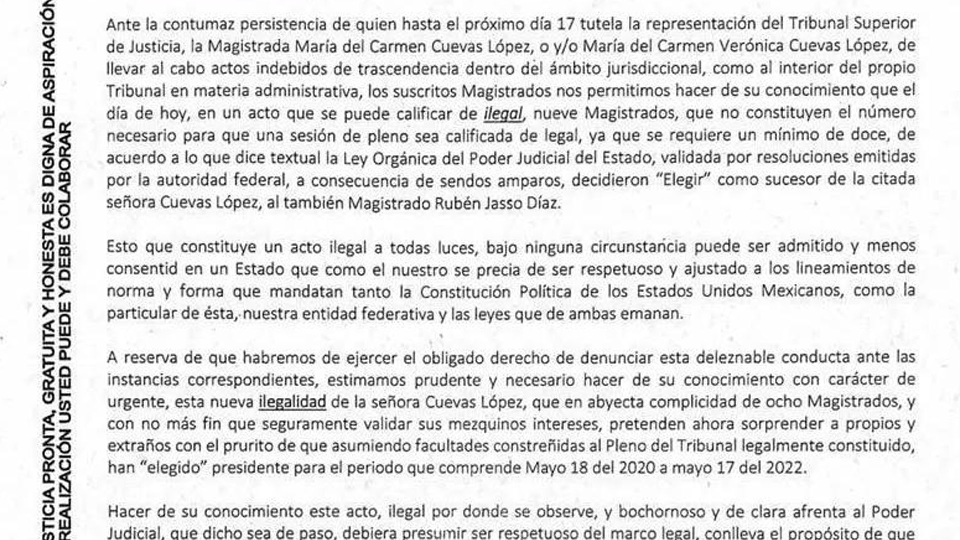 PIDEN ACCIONES LEGALES CONTRA DESIGNACIÓN DE NUEVO PRESIDENTE DEL TSJ
