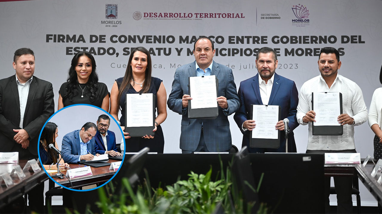 FIRMAN CONVENIO GOBIERNO DE MORELOS, SEDATU Y MUNICIPIOS PARA RESCATAR ESPACIOS URBANOS