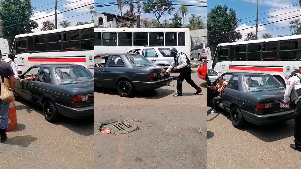 VIDEO: MUJER INTENTA ATROPELLAR A POLICÍA DE CUERNAVACA PARA EVITAR MULTA