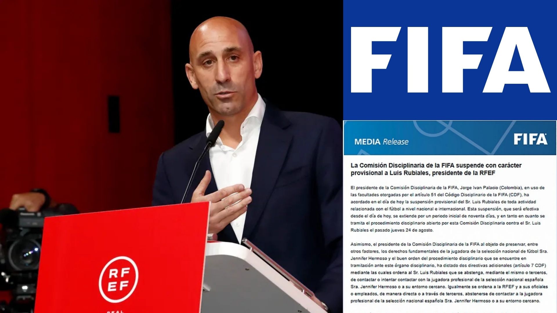 FIFA SUSPENDE A LUIS RUBIALES DE SU CARGO