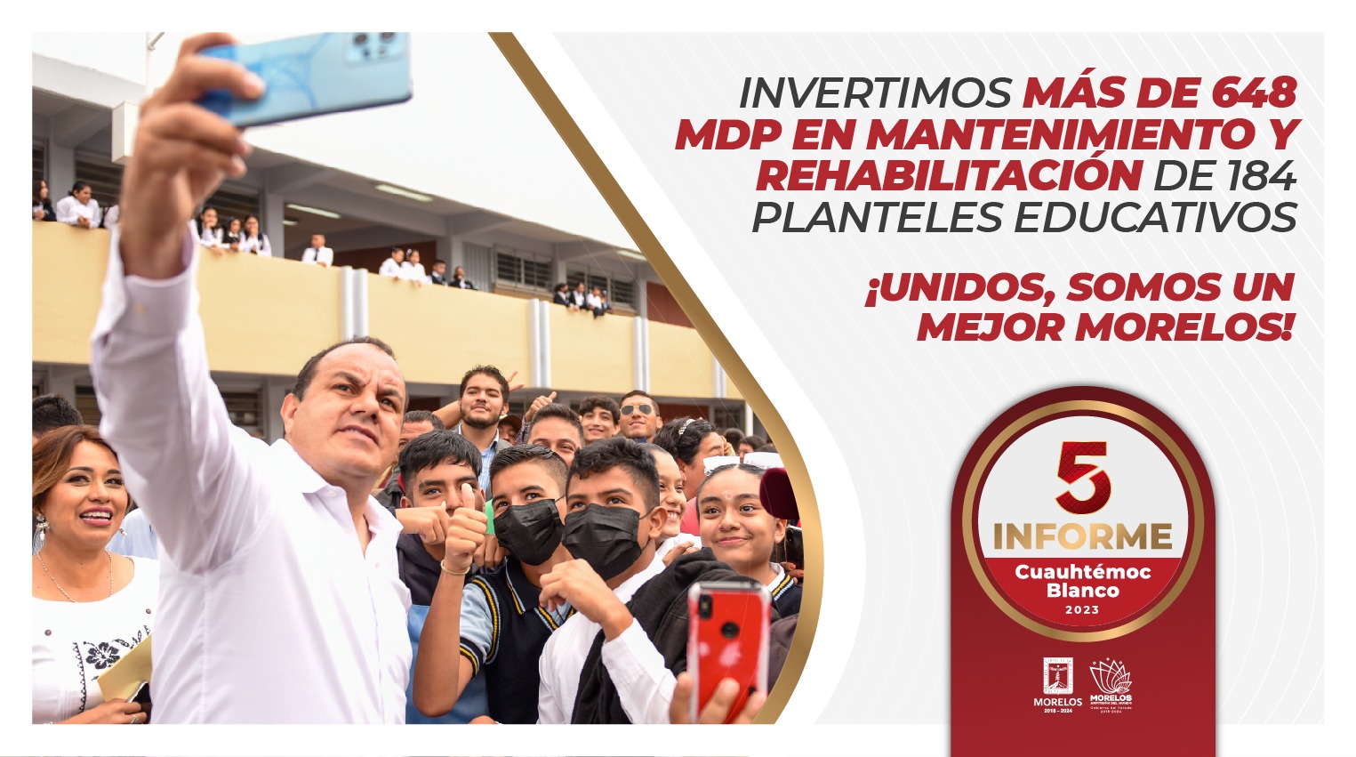 FORTALECE GOBIERNO DE CUAUHTÉMOC BLANCO EL SISTEMA EDUCATIVO ESTATAL CON ACCIONES A FAVOR DE MÁS DE 500 MIL ESTUDIANTES