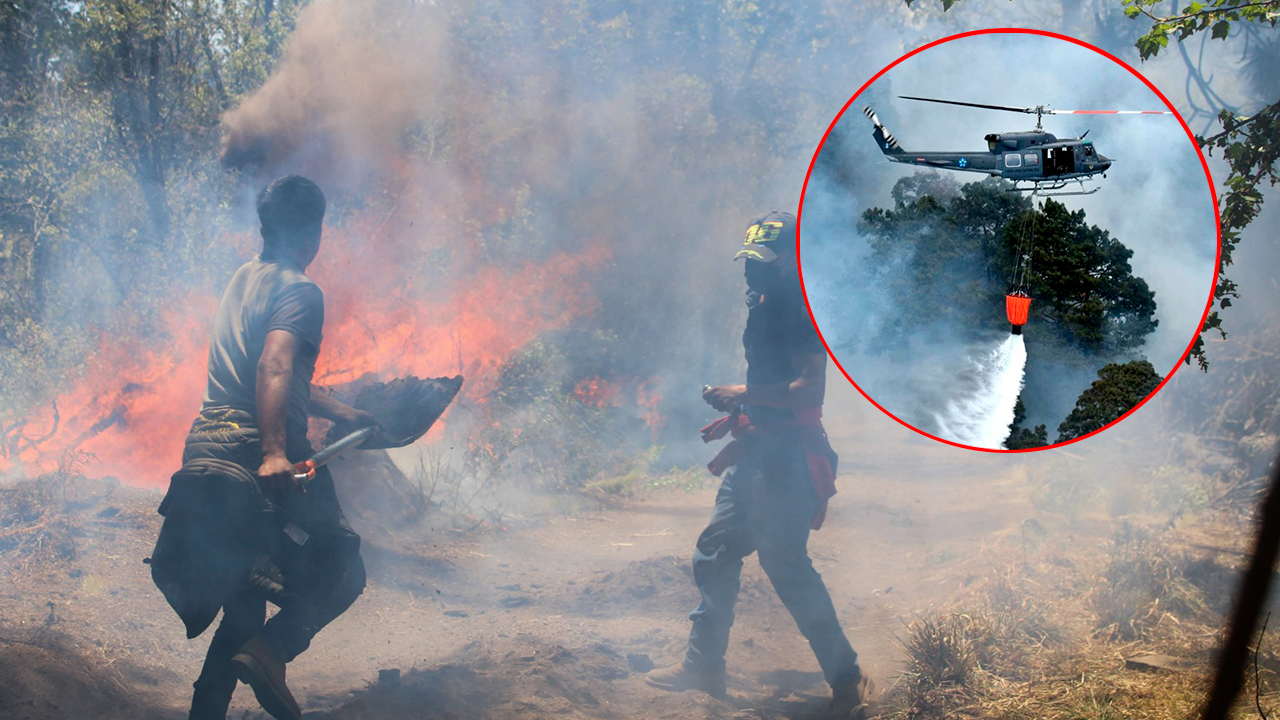 LLEGARÁ UN HELICÓPTERO PARA LIQUIDAR EL INCENDIO FORESTAL EN HUITZILAC