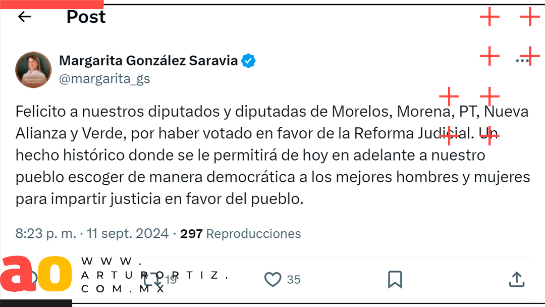 CELEBRA MARGARITA GONZÁLEZ APROBACIÓN DE LA REFORMA JUDICIAL EN MORELOS