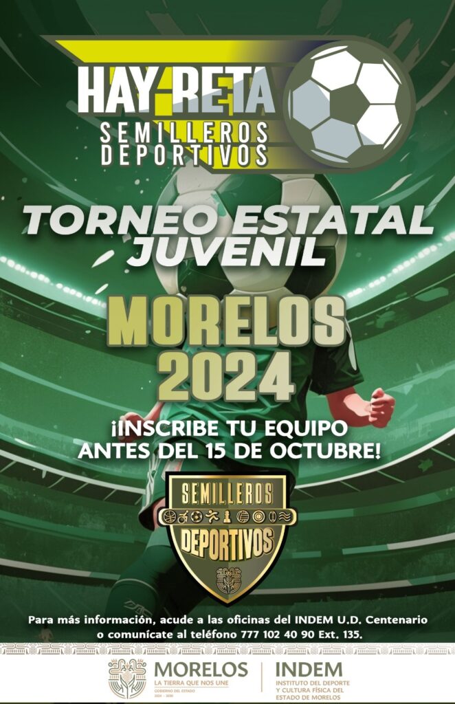 El Gobierno Estatal anunció el torneo de futbol juvenil “Hay Reta”, con el que se pretende encontrar nuevas promesas deportivas en Morelos.