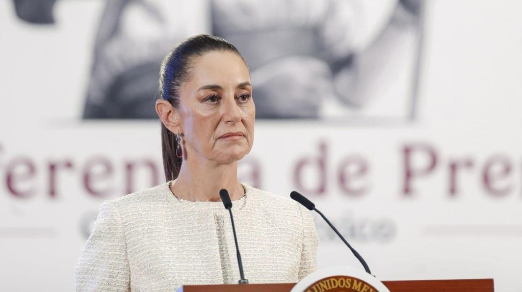 La presidenta Claudia Sheinbaum durante la conferencia matutina