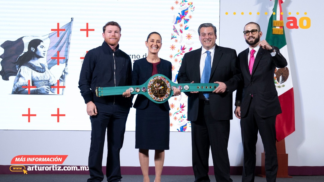 CANELO ÁLVAREZ ENTREGA “GUANTES DE LA PAZ” A CLAUDIA SHEINBAUM Y SE UNE AL PLAN DE LA CLASE DE BOXEO MÁS GRANDE DE MÉXICO