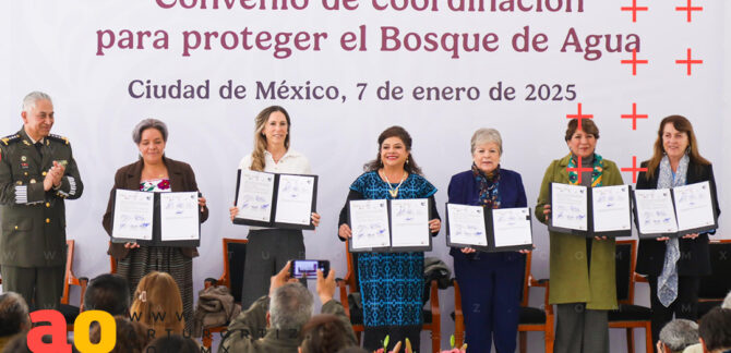 Las gobernadoras de Morelos, CDMX y Edomex firmaron un convenio para conservar el Bosque de Agua, vital para la región.