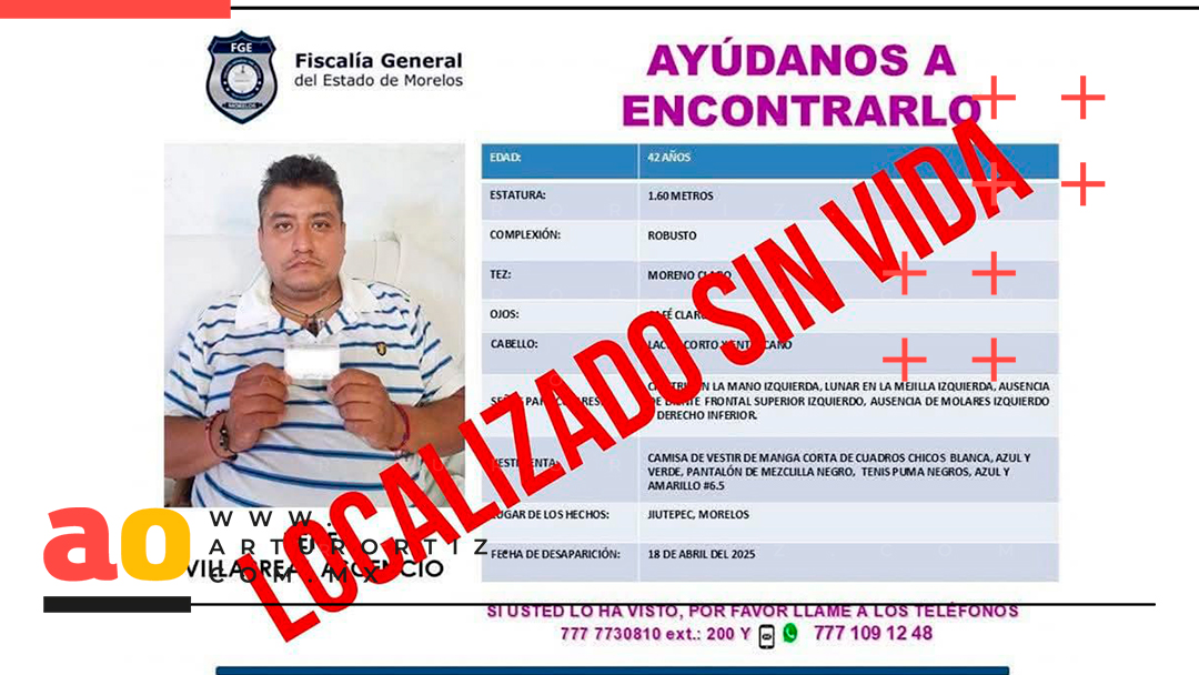 LOCALIZAN SIN VIDA A RENÉ, CHÓFER POR APLICACIÓN DESAPARECIDO EN JOJUTLA
