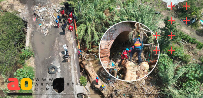 Motociclista arrastrado por la corriente Cuautla