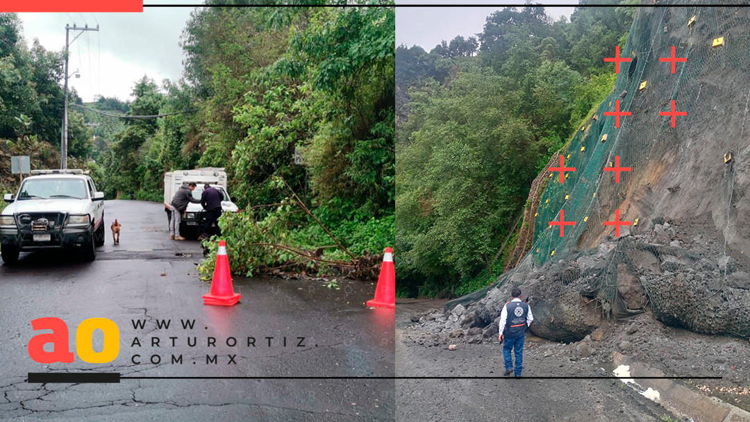 DERRUMBE EN CARRETERA HUEYAPAN-TETELA DEL VOLCÁN AFECTA CIRCULACIÓN TRAS INTENSAS LLUVIAS