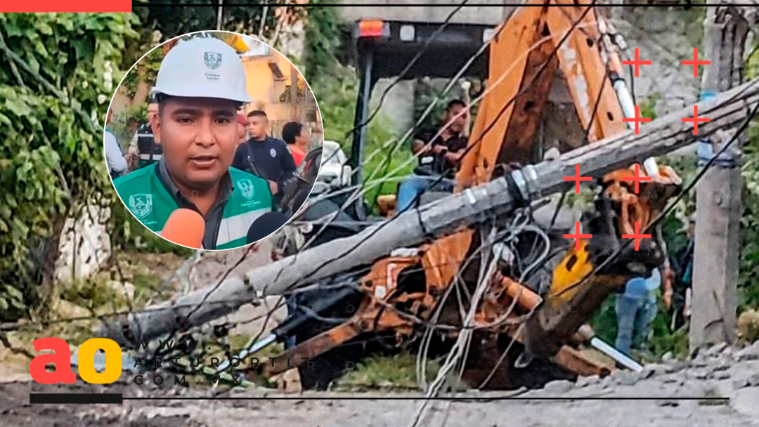 ALCALDE DE EMILIANO ZAPATA NO ACEPTÓ SU ERROR TRAS DERRIBAR UN POSTE CON RETROEXCAVADORA