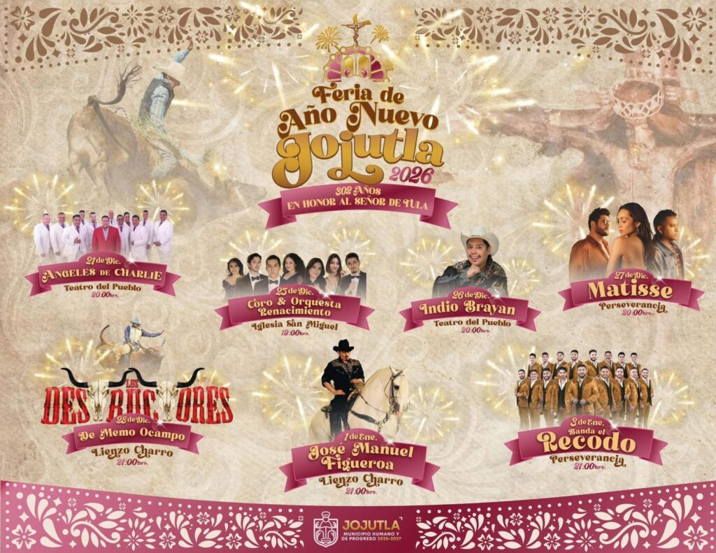 Cartelera Feria de Año Nuevo Jojutla 2026.
