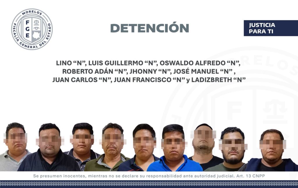 Nueve trabajadores de funeraria en Temixco fueron detenidos.