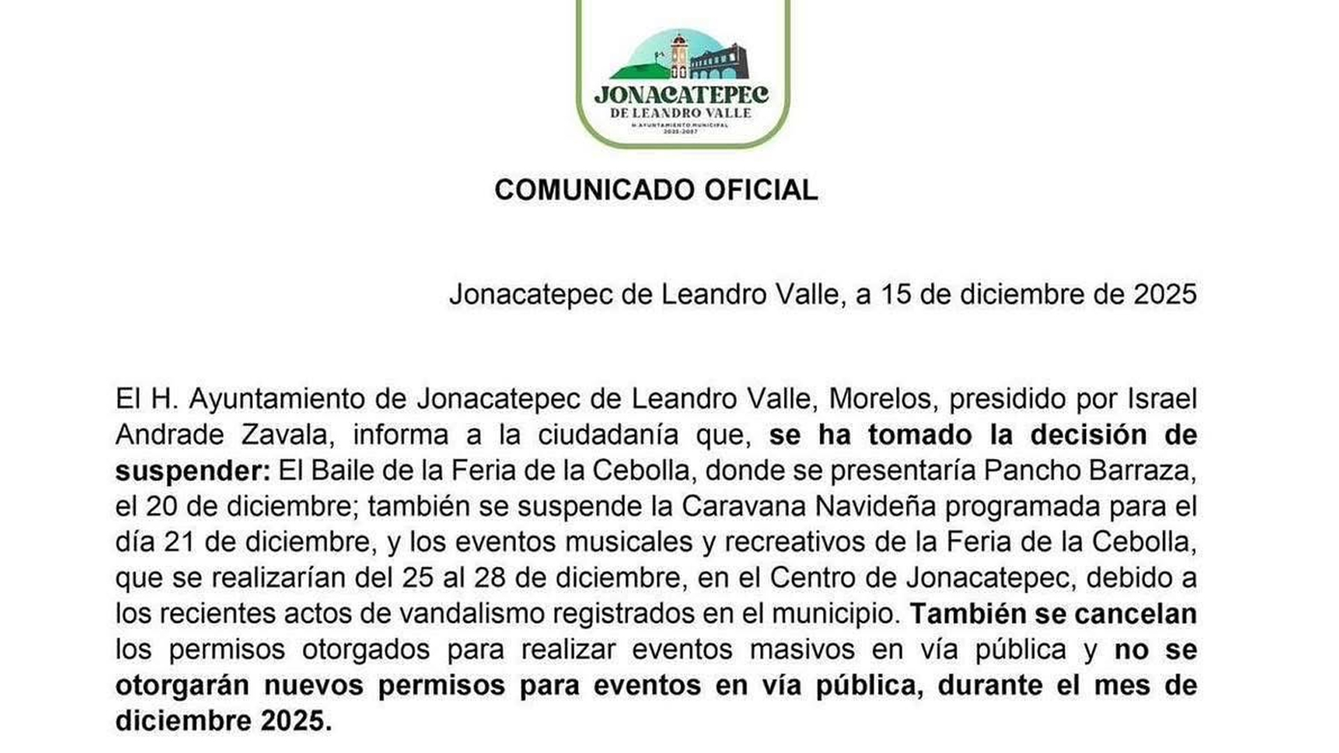 CANCELAN LA TRADICIONAL FERIA DE LA CEBOLLA DE JONACATEPEC POR INSEGURIDAD