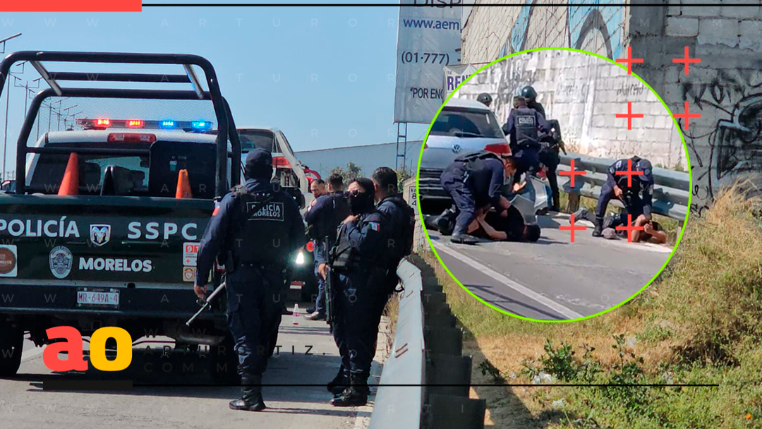 DETIENEN A TRES PERSONAS EN EL PASO EXPRÉS TRAS PERSECUCIÓN DESDE TEMIXCO